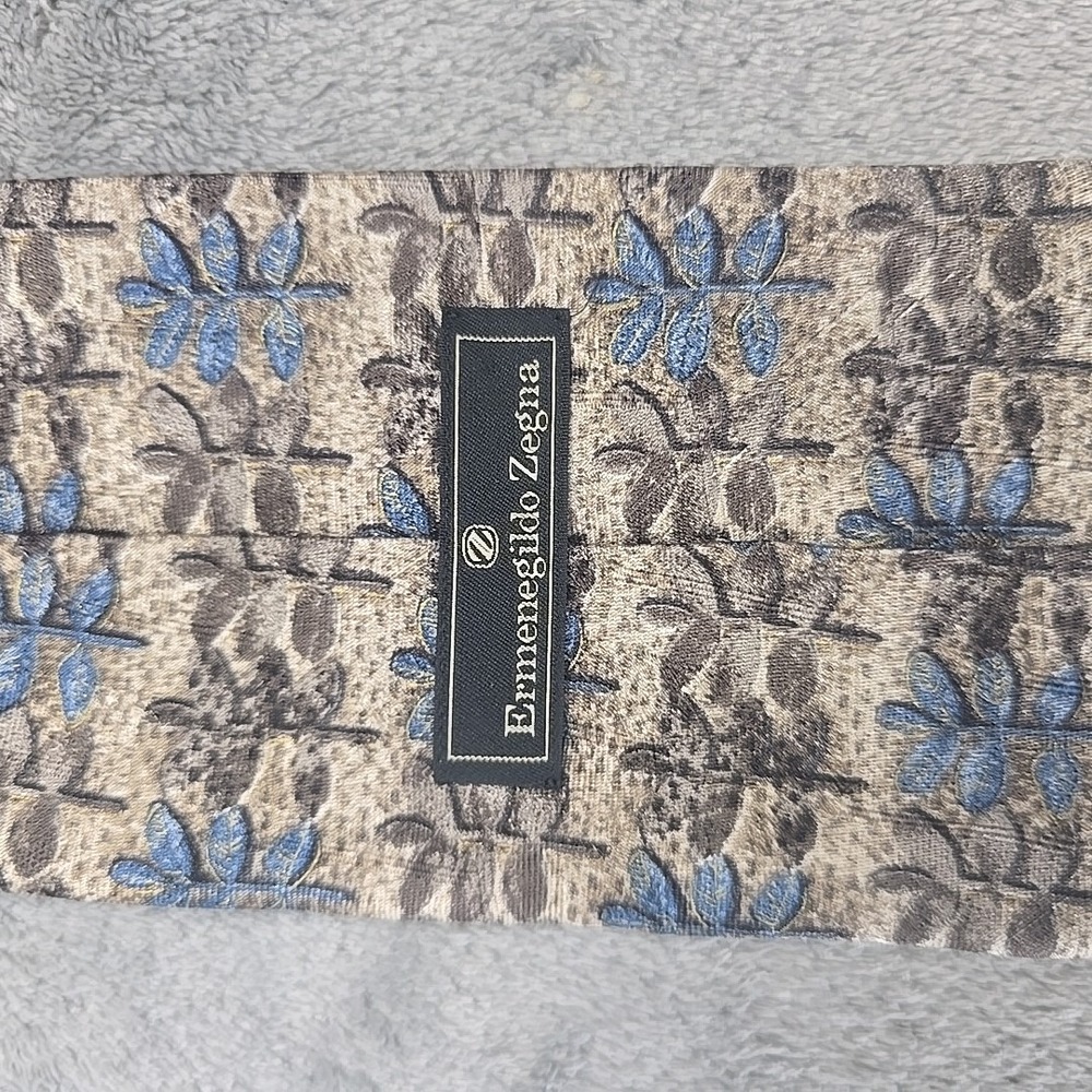 Ermenegildo Zegna Exclusive Design Silk Necktie Floral Geometric Italian - Picture 2 of 7